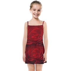 Rose Red Rose Red Flower Petals Waves Glow Kids  Summer Sun Dress by pakminggu