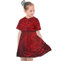 Rose Red Rose Red Flower Petals Waves Glow Kids  Sailor Dress by pakminggu