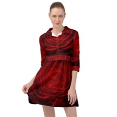 Rose Red Rose Red Flower Petals Waves Glow Mini Skater Shirt Dress by pakminggu