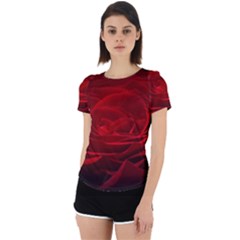 Rose Red Rose Red Flower Petals Waves Glow Back Cut Out Sport Tee by pakminggu