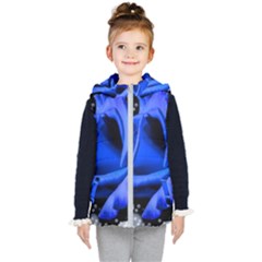 Blue Rose Roses Bloom Blossom Kids  Hooded Puffer Vest