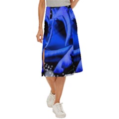 Blue Rose Roses Bloom Blossom Midi Panel Skirt by pakminggu