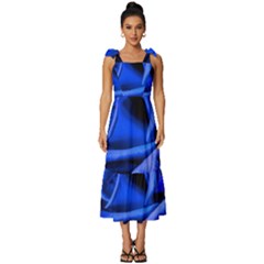 Blue Rose Roses Bloom Blossom Tie-strap Tiered Midi Chiffon Dress by pakminggu