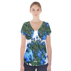 Flowers Roses Rose Nature Bouquet Short Sleeve Front Detail Top by pakminggu