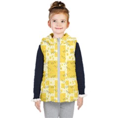 Party Confetti Yellow Squares Kids  Hooded Puffer Vest
