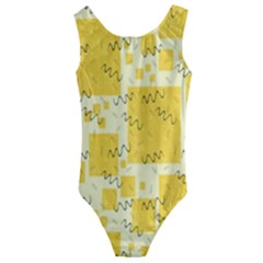 Party Confetti Yellow Squares Kids  Cut-out Back One Piece Swimsuit by pakminggu