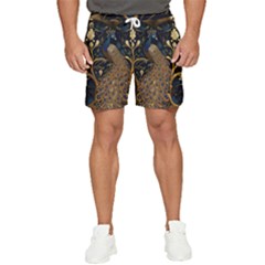 Peacock Plumage Bird  Pattern Graceful Men s Runner Shorts by pakminggu