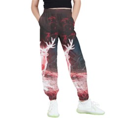 Deer Animal Moon Planet Space Fantasy Kids  Elastic Waist Pants by pakminggu