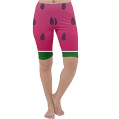 Watermelon Fruit Summer Red Fresh Food Healthy Cropped Leggings  by pakminggu