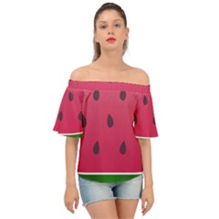 Watermelon Fruit Summer Red Fresh Food Healthy Off Shoulder Short Sleeve Top by pakminggu