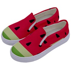 Watermelon Fruit Food Healthy Vitamins Nutrition Kids  Canvas Slip Ons