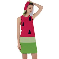 Watermelon Fruit Food Healthy Vitamins Nutrition Racer Back Hoodie Dress