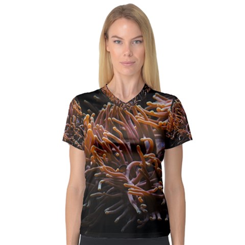 Sea Anemone Coral Underwater Ocean Sea Water V-neck Sport Mesh Tee by pakminggu