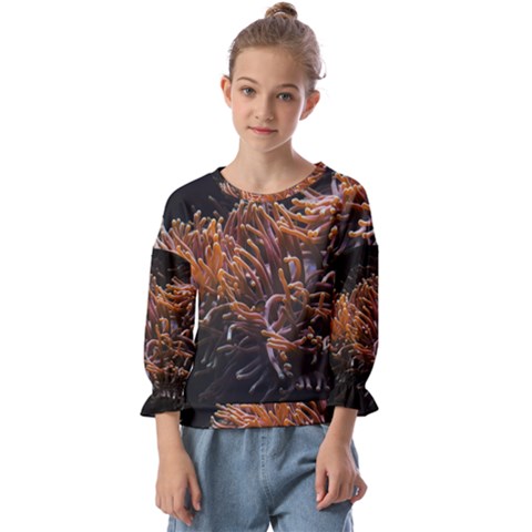 Sea Anemone Coral Underwater Ocean Sea Water Kids  Cuff Sleeve Top by pakminggu