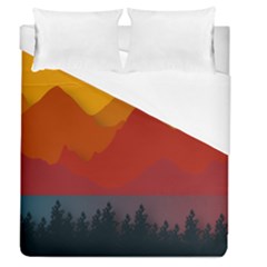 Mountain Forest Nature Scenery Art Mountains Duvet Cover (queen Size) by pakminggu