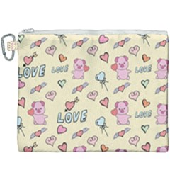 Pig Animal Love Romance Seamless Texture Pattern Canvas Cosmetic Bag (XXXL)