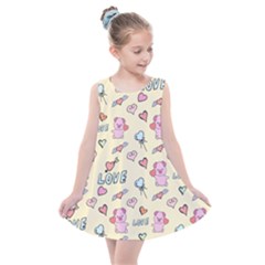 Pig Animal Love Romance Seamless Texture Pattern Kids  Summer Dress