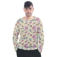 Pig Animal Love Romance Seamless Texture Pattern Men s Long Sleeve Raglan Tee