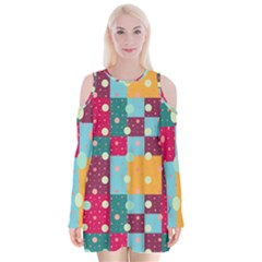 Background Pattern Texture Design Dots Wallpaper Velvet Long Sleeve Shoulder Cutout Dress by pakminggu