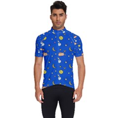 Cat Animals Sleep Stars Seamless Background Men s Short Sleeve Cycling Jersey by pakminggu