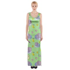 Elephant Sleeping Elephants Background Thigh Split Maxi Dress by pakminggu