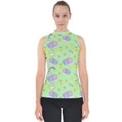 Elephant Sleeping Elephants Background Mock Neck Shell Top by pakminggu