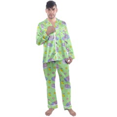 Elephant Sleeping Elephants Background Men s Long Sleeve Satin Pajamas Set by pakminggu