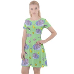 Elephant Sleeping Elephants Background Cap Sleeve Velour Dress  by pakminggu