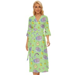 Elephant Sleeping Elephants Background Midsummer Wrap Dress by pakminggu