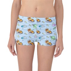 Pattern Giraffe Animal Seamless Scrapbooking Blue Reversible Boyleg Bikini Bottoms by pakminggu