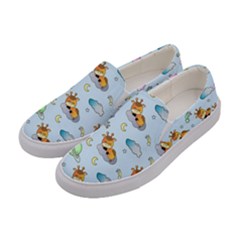 Pattern Giraffe Animal Seamless Scrapbooking Blue Women s Canvas Slip Ons by pakminggu