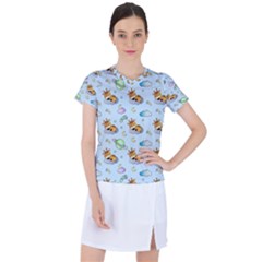 Pattern Giraffe Animal Seamless Scrapbooking Blue Women s Sports Top by pakminggu