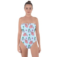 Pigs Pattern Art Design Drawing Sketch Wallpaper Tie Back One Piece Swimsuit by pakminggu