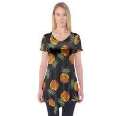 Pineapple Background Pineapple Pattern Short Sleeve Tunic  by pakminggu