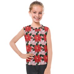 Poinsettia Pattern Seamless Pattern Christmas Xmas Kids  Mesh Tank Top by pakminggu