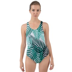 Background Pattern Texture Leaves Design Wallpaper Cut-out Back One Piece Swimsuit by pakminggu