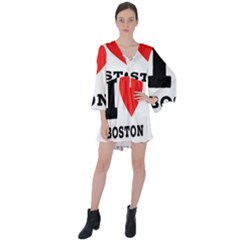 I Love Boston Cream Pie V-neck Flare Sleeve Mini Dress by ilovewhateva
