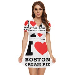 I Love Boston Cream Pie V-neck High Waist Chiffon Mini Dress by ilovewhateva