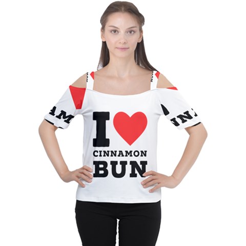 I Love Cinnamon Bun Cutout Shoulder Tee by ilovewhateva