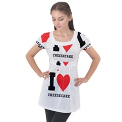 I love cheesecake Puff Sleeve Tunic Top