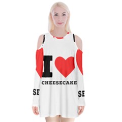 I Love Cheesecake Velvet Long Sleeve Shoulder Cutout Dress by ilovewhateva