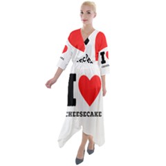 I love cheesecake Quarter Sleeve Wrap Front Maxi Dress