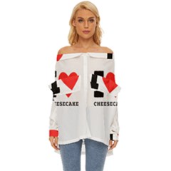 I love cheesecake Off Shoulder Chiffon Pocket Shirt