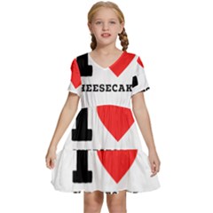 I Love Cheesecake Kids  Short Sleeve Tiered Mini Dress by ilovewhateva
