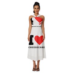 I love cheesecake Sleeveless Cross Front Cocktail Midi Chiffon Dress