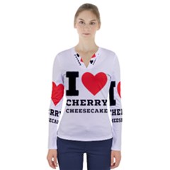 I Love Cherry Cheesecake V-neck Long Sleeve Top