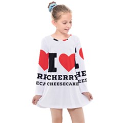 I Love Cherry Cheesecake Kids  Long Sleeve Dress by ilovewhateva