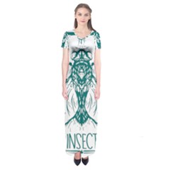 Green Insect Bee Illustration Short Sleeve Maxi Dress by pakminggu