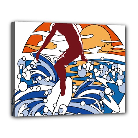 Beach Illustration Summer Beach Surf Waves Canvas 14  X 11  (stretched) by pakminggu