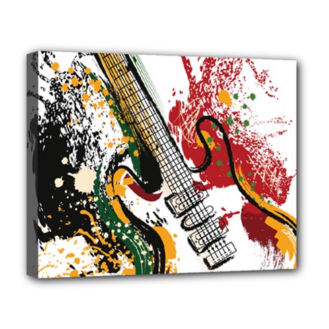 Electric Guitar Deluxe Canvas 20  X 16  (stretched) by pakminggu